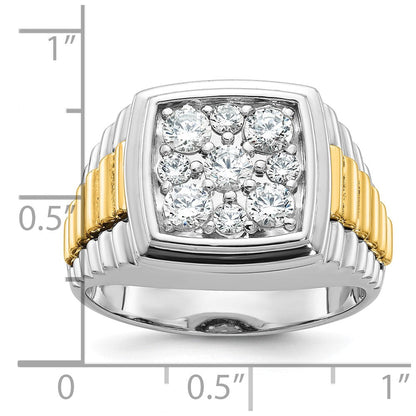 14K Bicolor-Gold Herren-Ring mit Diamant-Cluster, 1K, komplett