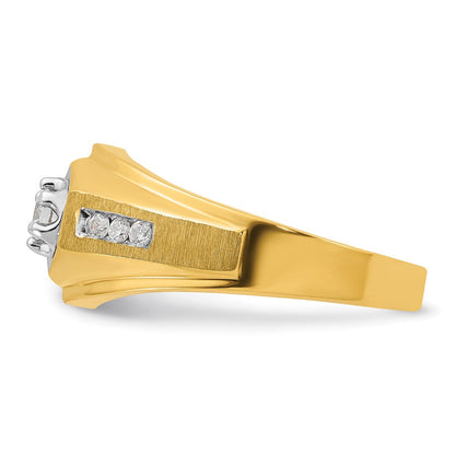 14K Gelbgold Herren-Ring, poliert und satiniert, mit 0,33K Diamant, komplett besetzt