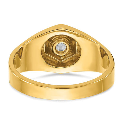 14K Gelbgold Herren-Ring, poliert und satiniert, mit 0,33K Diamant, komplett besetzt