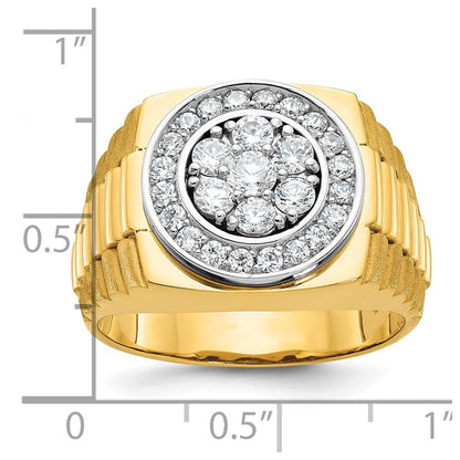 10K Bicolor Ibgoodman Herren Poliert Satiniert und Strukturiert 1 Karat A Qualität Diamant Ring