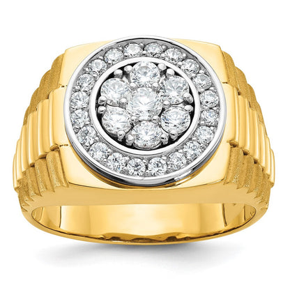 10K Bicolor Ibgoodman Herren Poliert Satiniert und Strukturiert 1 Karat A Qualität Diamant Ring