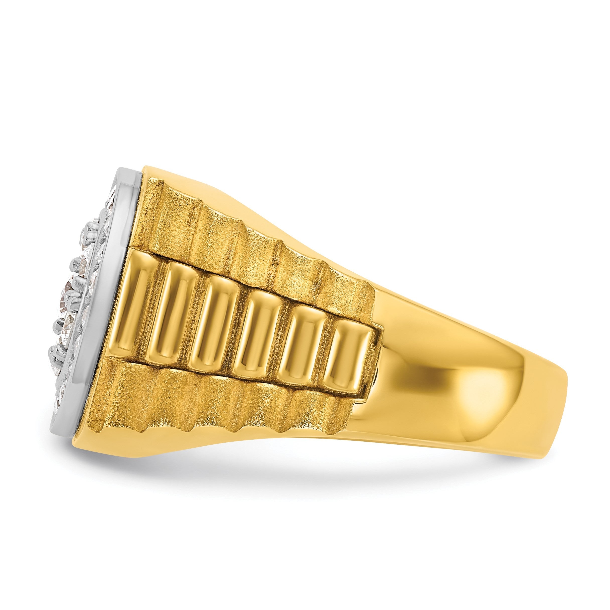 14K Zweifarbiges Gold Herren-Diamantring mit 1K, komplett besetzt