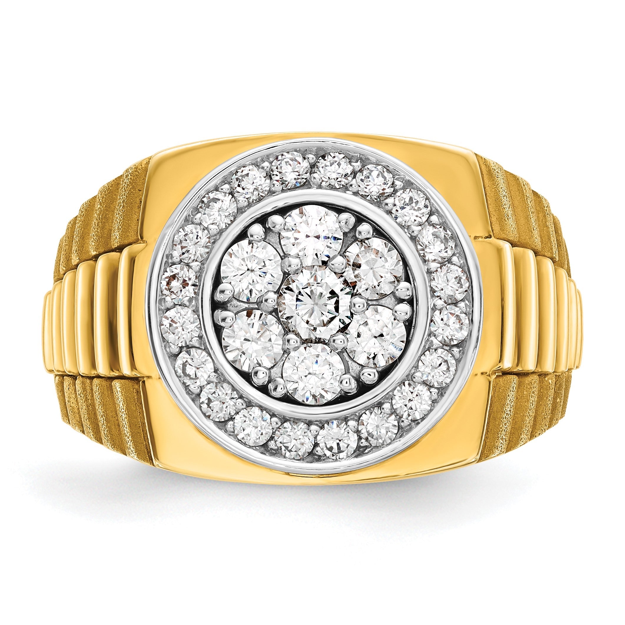 14K Zweifarbiges Gold Herren-Diamantring mit 1K, komplett besetzt