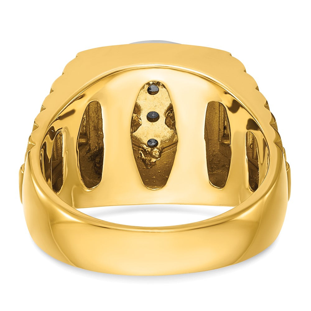 14K Bicolor Ring für Herren mit 1 ct. im Labor gezüchteten Diamanten, VS/SI+ G+, satiniert und strukturiert, Cluster-Design