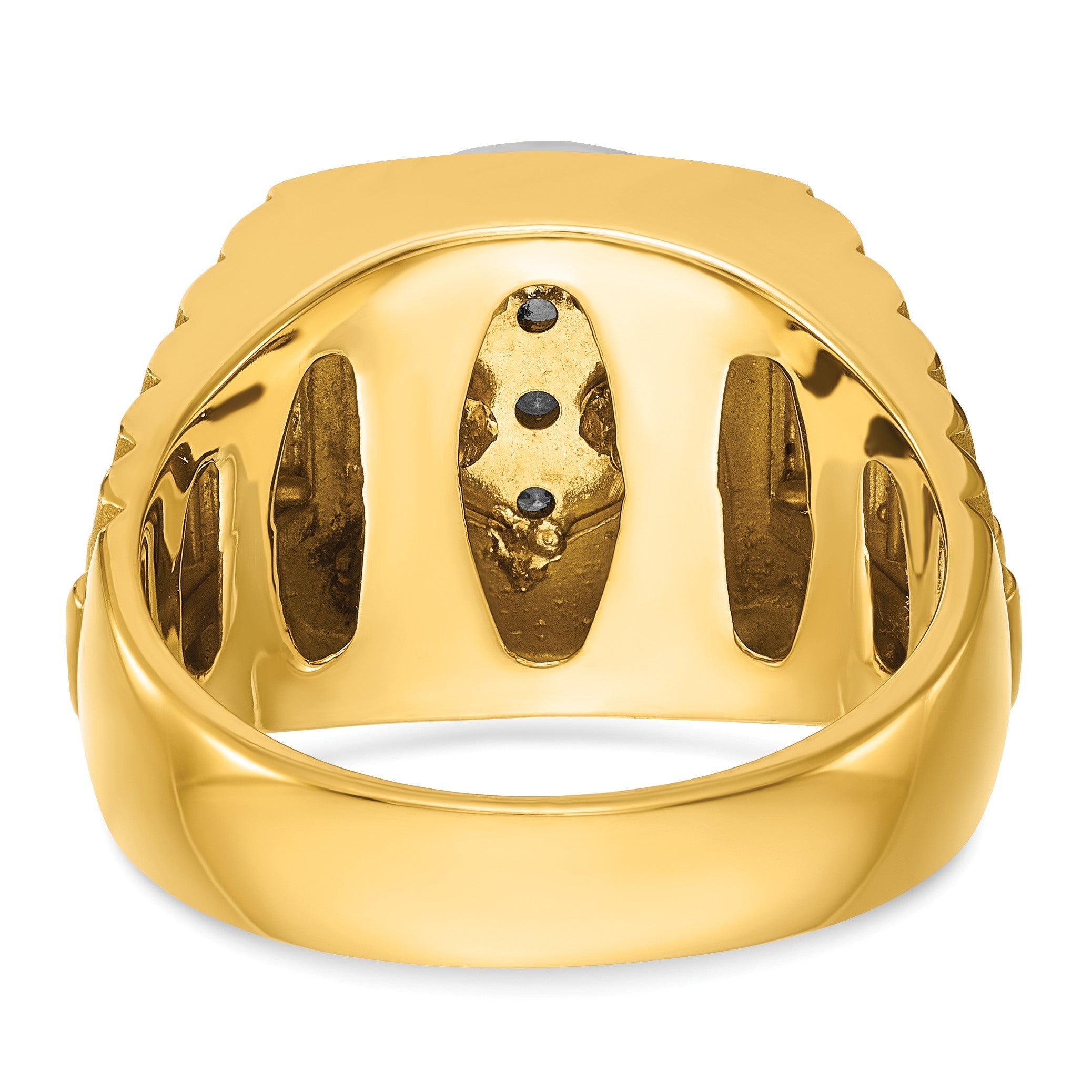 14K Zweifarbiges Gold Herren-Diamantring mit 1K, komplett besetzt