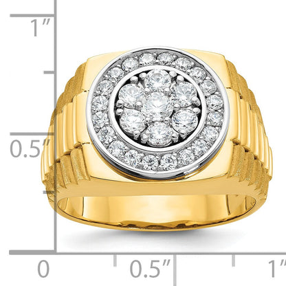 14K Zweifarbiges Gold Herren-Diamantring mit 1K, komplett besetzt