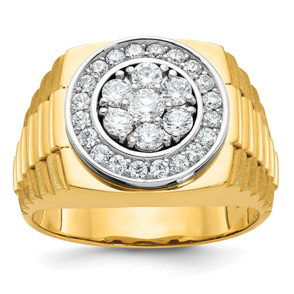 14K Zweifarbiges Gold Herren-Diamantring mit 1K, komplett besetzt