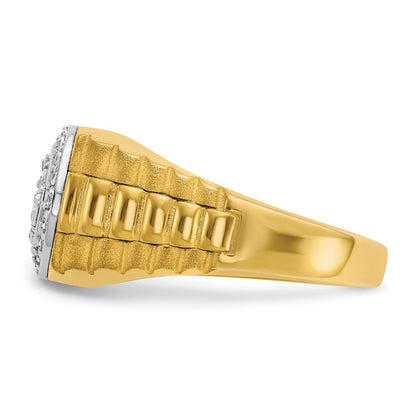 14K Zweifarbig-Gold Herren-Diamantring mit 0,5K Diamanten (komplett besetzt)