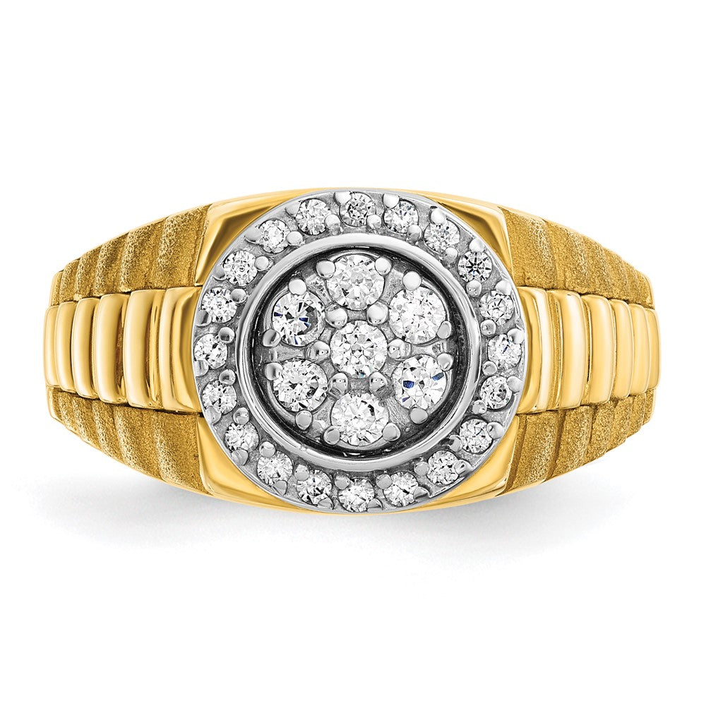 14K Zweifarbig-Gold Herren-Diamantring mit 0,5K Diamanten (komplett besetzt)