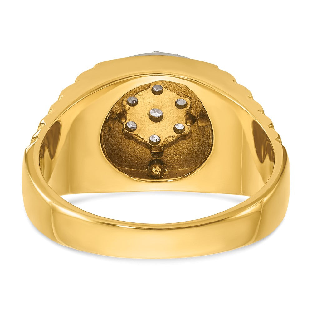 14K Bicolor Herren-Cluster-Ring mit 0,5 ct. Labor gezüchteten Diamanten, rund, VS/SI+ G+, poliert, satiniert und gerippt