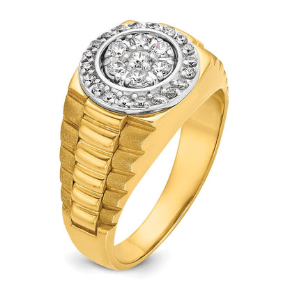 14K Zweifarbig-Gold Herren-Diamantring mit 0,5K Diamanten (komplett besetzt)