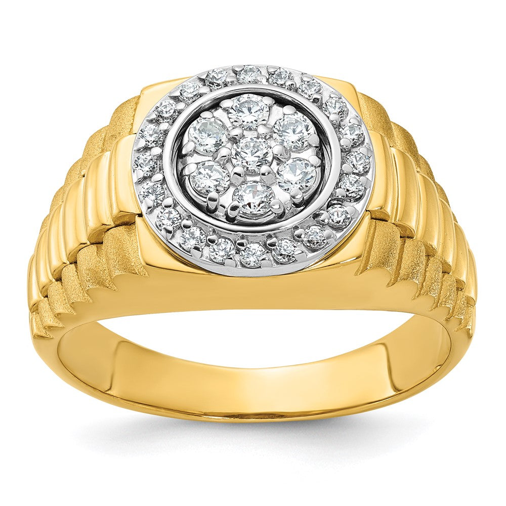 14K Zweifarbig-Gold Herren-Diamantring mit 0,5K Diamanten (komplett besetzt)