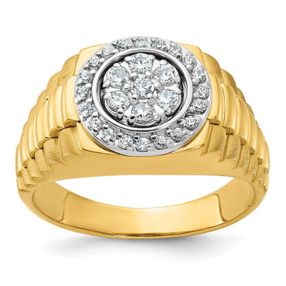 14K Zweifarbig-Gold Herren-Diamantring mit 0,5K Diamanten (komplett besetzt)