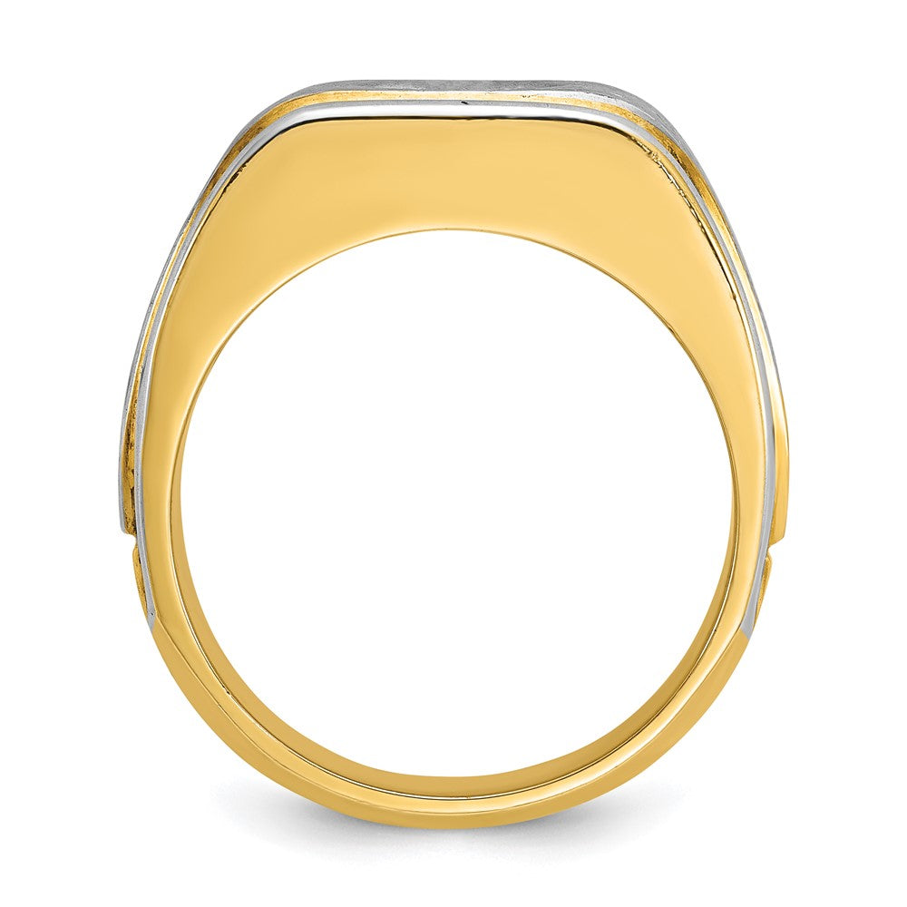 14K Bicolor Ring mit 1 ct. im Labor gezüchteten Diamanten VS/SI+ G+, poliert und satiniert, für Herren
