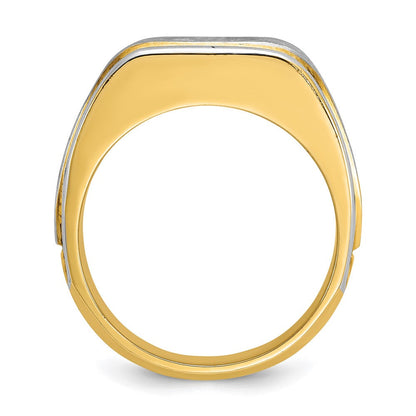 14K Bicolor Ring mit 1 ct. im Labor gezüchteten Diamanten VS/SI+ G+, poliert und satiniert, für Herren