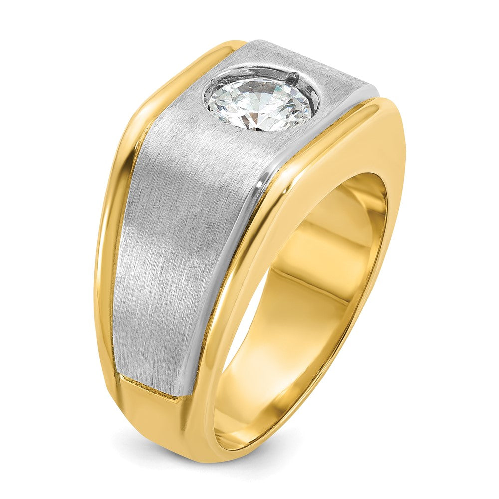 14K Bicolor Ring mit 1 ct. im Labor gezüchteten Diamanten VS/SI+ G+, poliert und satiniert, für Herren