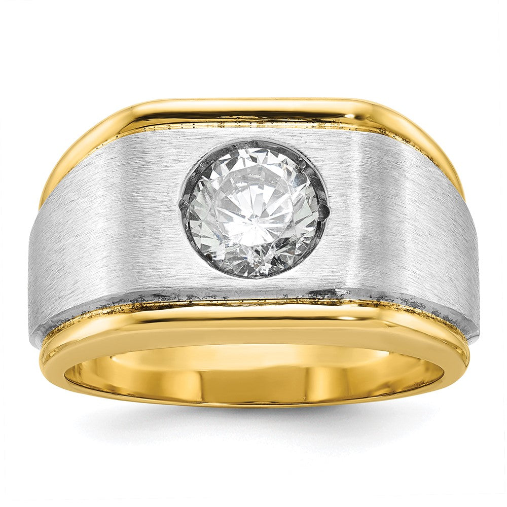 14K Bicolor Ring mit 1 ct. im Labor gezüchteten Diamanten VS/SI+ G+, poliert und satiniert, für Herren