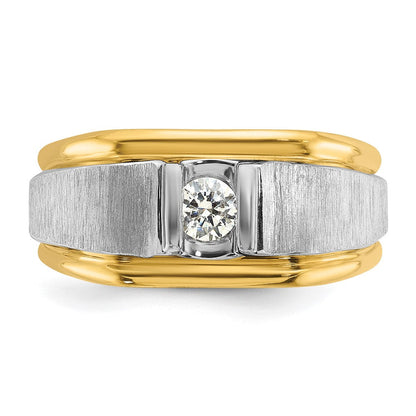 14K Bicolor Ring mit 0,25 ct. Labor gezüchteten Diamanten VS/SI+ G+, poliert und satiniert, für Herren