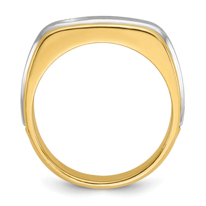 10K Bicolor Ibgoodman Herren Poliert und Satiniert Diamant Komplett Ring