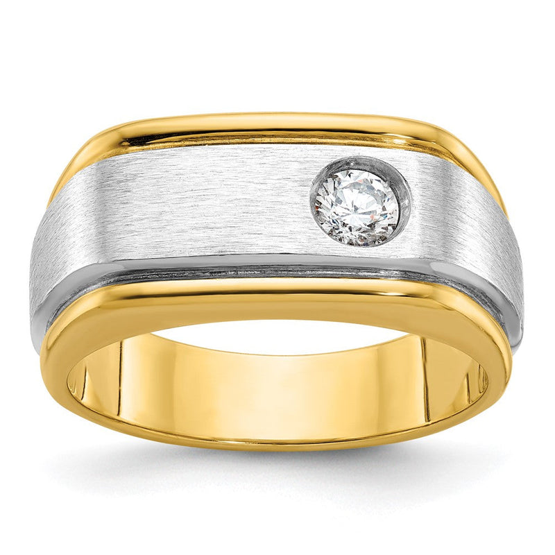 10K Bicolor Ibgoodman Herren Poliert und Satiniert Diamant Komplett Ring