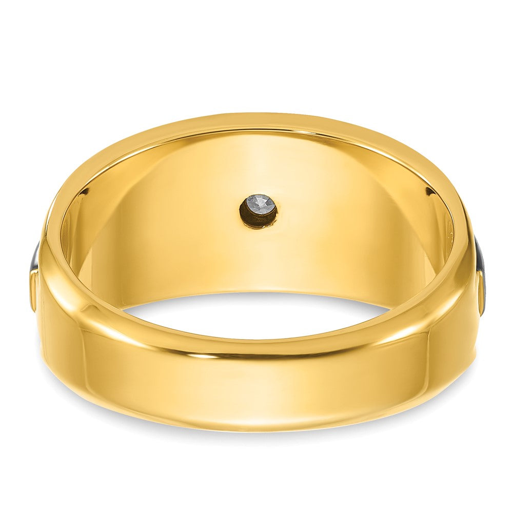 14K Bicolor Gold Herren-Ring, poliert und satiniert, mit 0,25K Diamanten