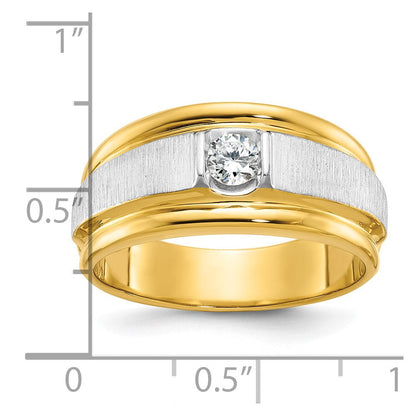 14K Bicolor Gold Herren-Ring, poliert und satiniert, mit 0,25K Diamanten