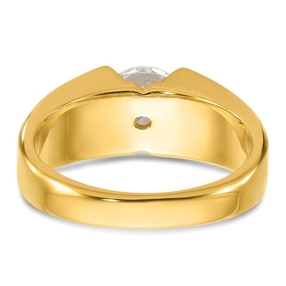 14K Gelbgold Ring mit 1 ct. Labor gezüchtetem Diamant VS/SI+ G+ für Herren