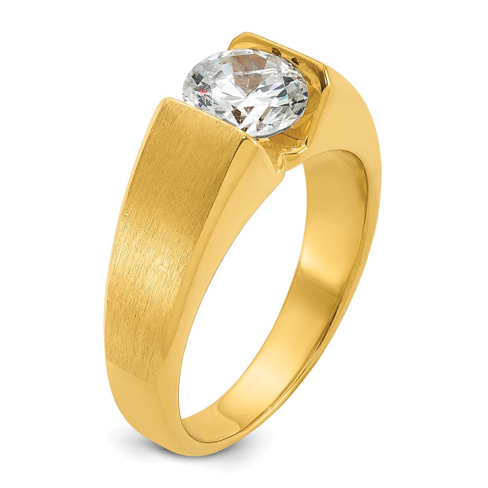 14K Gelbgold Ring mit 1 ct. Labor gezüchtetem Diamant VS/SI+ G+ für Herren