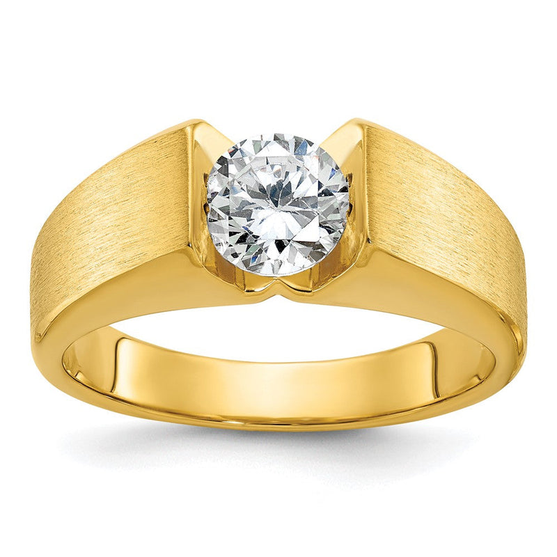 14K Gelbgold Ring mit 1 ct. Labor gezüchtetem Diamant VS/SI+ G+ für Herren
