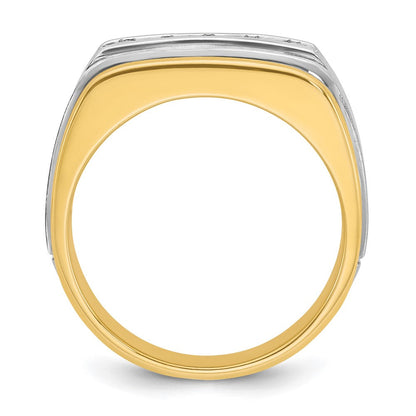 10K Bicolor Ibgoodman Herren Poliert Satiniert und Gerillt 5-stone 1/2 Karat A Qualität Diamant Ring