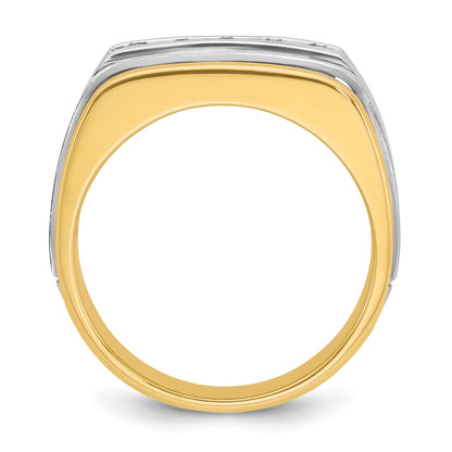 14K Bicolor Gold Herren Ring, poliert und satiniert, mit 0,5K Diamant komplett