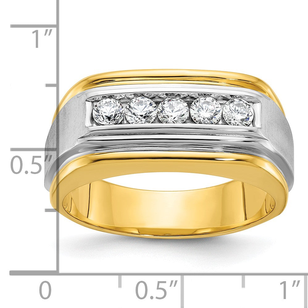 14K Bicolor Gold Herren Ring, poliert und satiniert, mit 0,5K Diamant komplett
