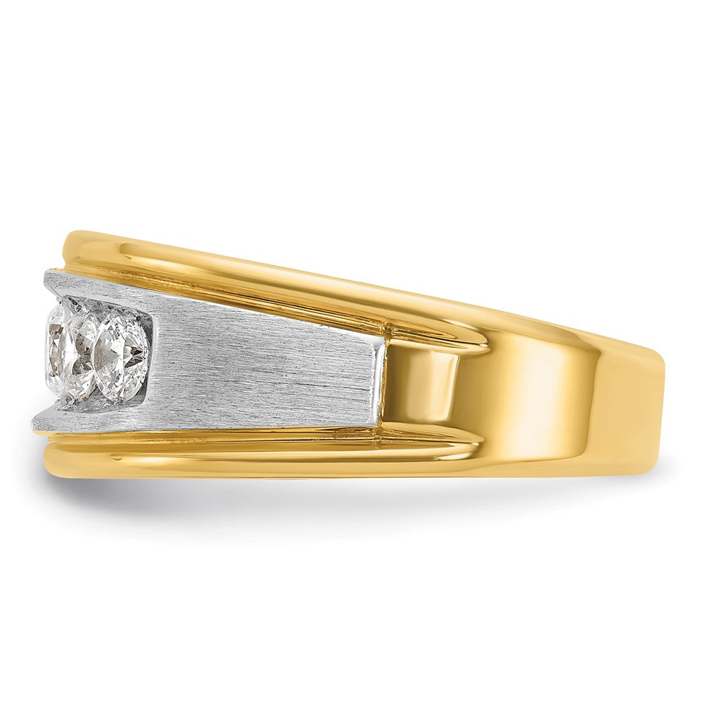 14K Bicolor-Gold Herren-Ring mit Satinfinish und 1K Diamant, komplett