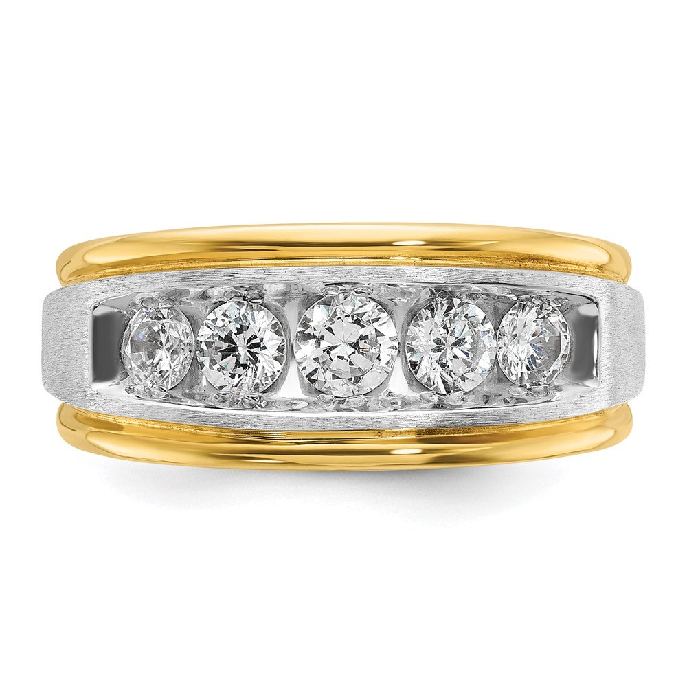 14K Bicolor-Gold Herren-Ring mit Satinfinish und 1K Diamant, komplett