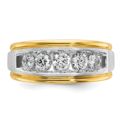 14K Bicolor-Gold Herren-Ring mit Satinfinish und 1K Diamant, komplett
