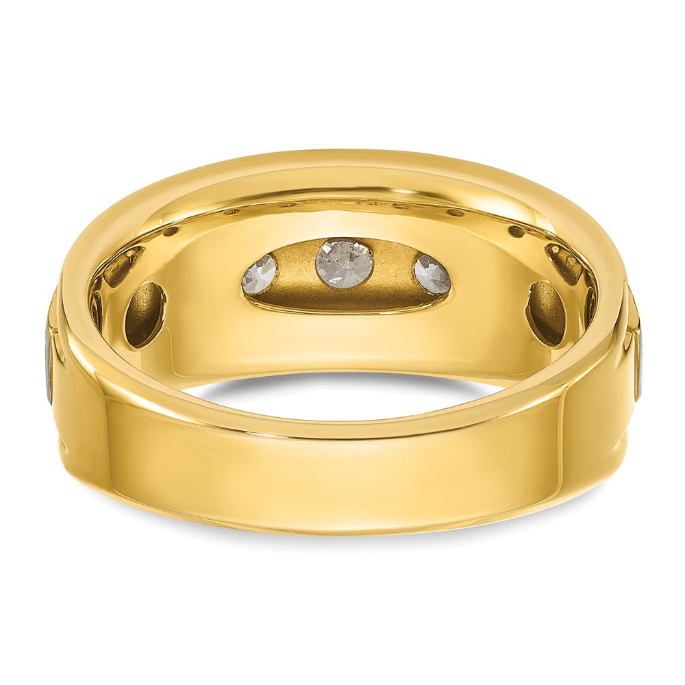 14K Bicolor-Gold Herren-Ring mit Satinfinish und 1K Diamant, komplett