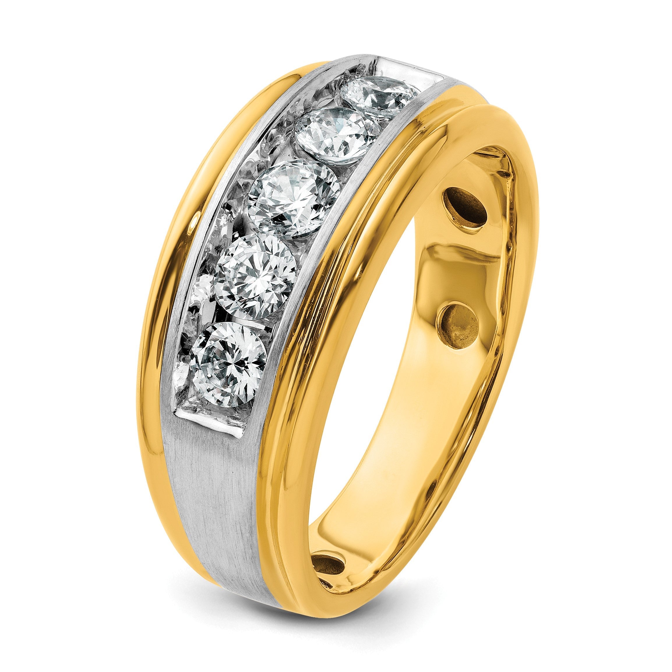 14K Bicolor-Gold Herren-Ring mit Satinfinish und 1K Diamant, komplett