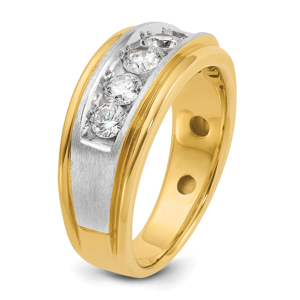 14K Bicolor-Gold Herren-Ring mit Satinfinish und 1K Diamant, komplett
