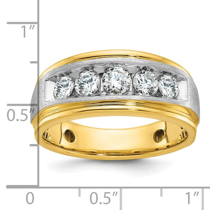 14K Bicolor-Gold Herren-Ring mit Satinfinish und 1K Diamant, komplett