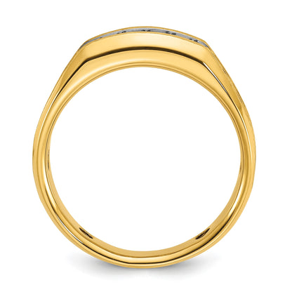 Herrenring aus 14K Gelbgold mit Schwarzrhodium, satiniert, mit 0,25 ct. Diamant, rundum besetzt