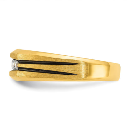 Herrenring aus 14K Gelbgold mit Schwarzrhodium, satiniert, mit 0,25 ct. Diamant, rundum besetzt