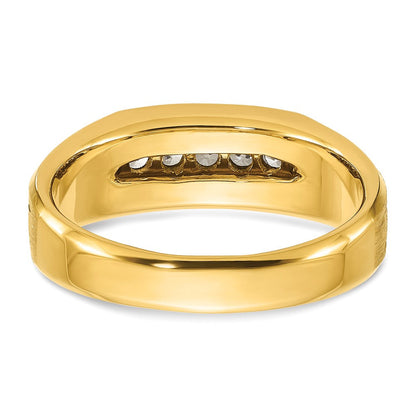 Herrenring aus 14K Gelbgold mit Schwarzrhodium, satiniert, mit 0,25 ct. Diamant, rundum besetzt