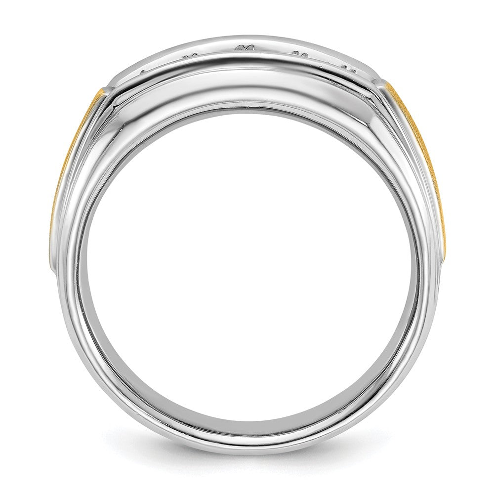 14K Zweifarbiges Gold Herren-Diamantring, poliert und satiniert, 0,5K, komplett besetzt