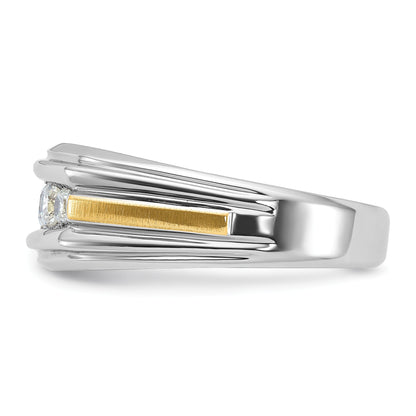 14K Zweifarbiges Gold Herren-Diamantring, poliert und satiniert, 0,5K, komplett besetzt