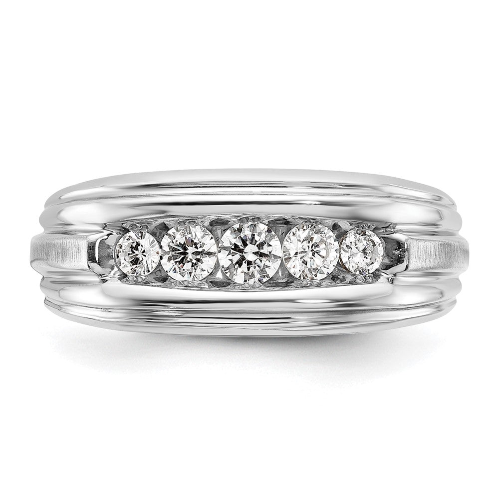 14K Zweifarbiges Gold Herren-Diamantring, poliert und satiniert, 0,5K, komplett besetzt