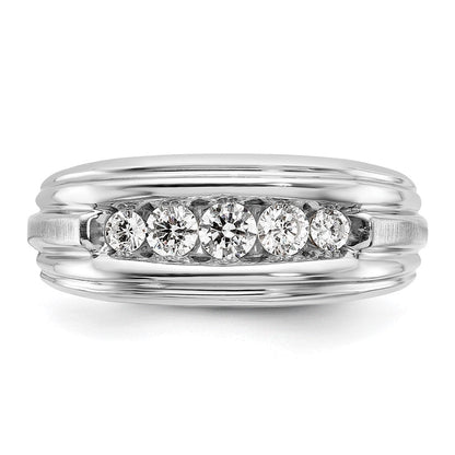 14K Zweifarbiges Gold Herren-Diamantring, poliert und satiniert, 0,5K, komplett besetzt