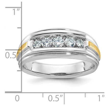 14K Zweifarbiges Gold Herren-Diamantring, poliert und satiniert, 0,5K, komplett besetzt