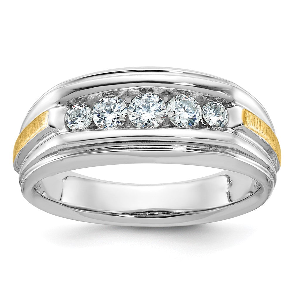14K Zweifarbiges Gold Herren-Diamantring, poliert und satiniert, 0,5K, komplett besetzt