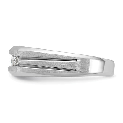 14K Weißgold 0,25 ct. Laborgezüchteter Diamant VS/SI+ G+ Poliert Satiniert und Gerillt Fünf-Stein Herrenring