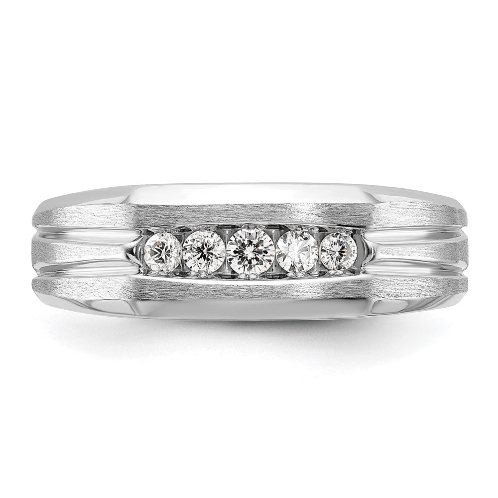 14K Weißgold Herrenring, poliert und satiniert, mit 0,25 ct. Diamant